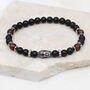 Mens Onyx And Wood Silver Bead Bracelet, thumbnail 3 of 6