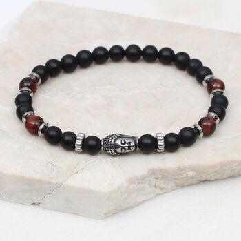 Mens Onyx And Wood Silver Bead Bracelet, 3 of 6