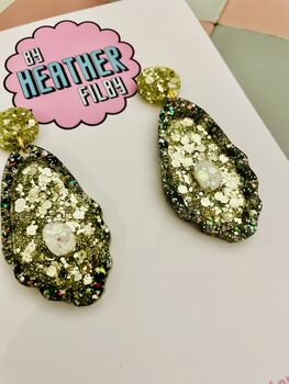 Seaside Sparkle Oyster Shell Glitter Resin Earrings, 4 of 4