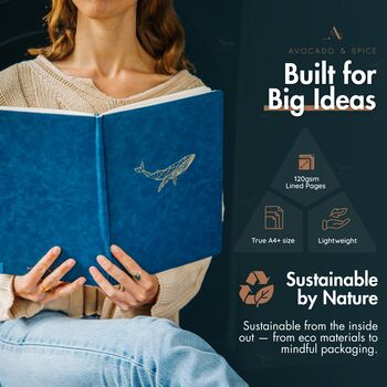 Blue Whale A4 Journal With Strap, Bookmark And Pen Holder, 5 of 7