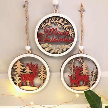 Christmas Laser Cut Decoration Set Of Six, 2 of 7