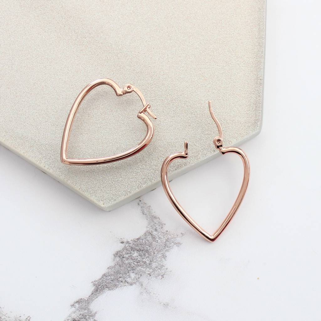 large rose gold heart hoop earrings by bish bosh becca ...