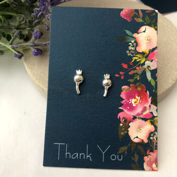 Mini Lavender And Poppy Seed Head Earrings, 9 of 12