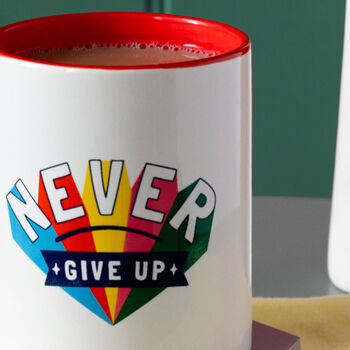 Never Give Up Mindset Colourful Coffee And Tea Mug, 7 of 7