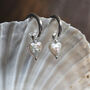 Heart Shaped Freshwater Pearls On Sterling Silver Hoops, thumbnail 3 of 8