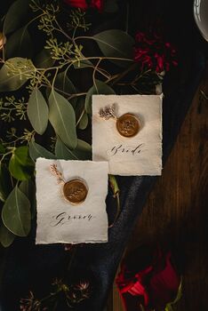 Five Handmade Paper Wax Seal Place Cards, 4 of 5