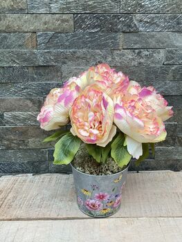 Pink Peony Artificial Silk Flower Arrangement Mothers Day Gift, 4 of 6