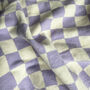 Sona Checkerboard Lilac And Cream Recycled Cotton Throw, thumbnail 3 of 5