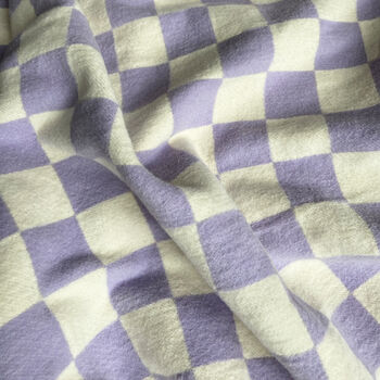 Sona Checkerboard Lilac And Cream Recycled Cotton Throw, 3 of 5