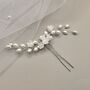 Pearl Flower Bridal Hair Pin With Gold Or Silver Wire, thumbnail 2 of 13