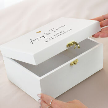 Personalised Gold Heart White Memory Box, 3 of 5