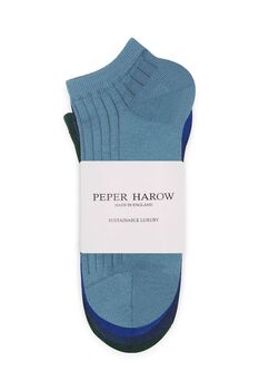 Four Pack Essential Men's Trainer Socks Azure, 2 of 3