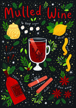 Festive Christmas Card, Mulled Wine Recipe Card, 2 of 3