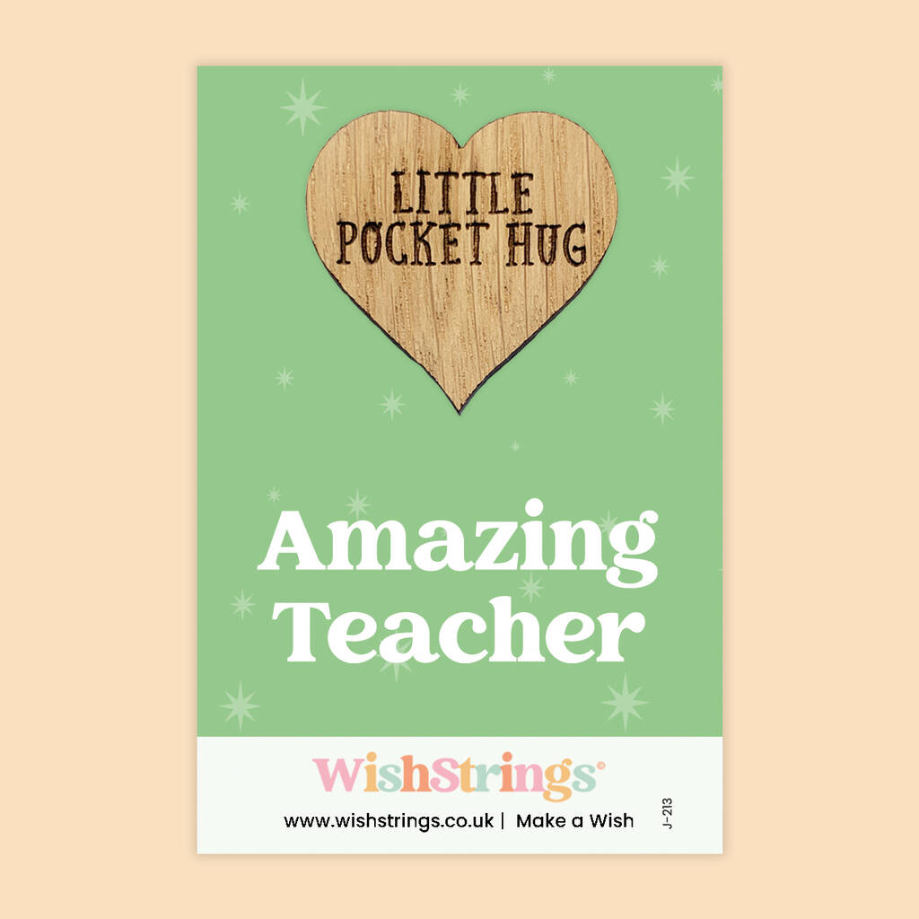 Amazing Teacher – Little Pocket Hug Wooden Heart Token, 1 of 3