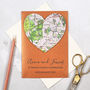 Personalised Copper Map Heart 7th Anniversary Card, thumbnail 2 of 5