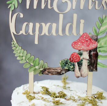 Personalised Wedding Cake Topper, Woodland, Toadstool, 4 of 5