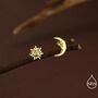 Mismatched Sun And Moon Screw Back Earrings In Sterling Silver, thumbnail 5 of 10