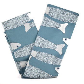 'Ocean Shoal' Grey Blue Pure Cotton Tea Towel, 10 of 12