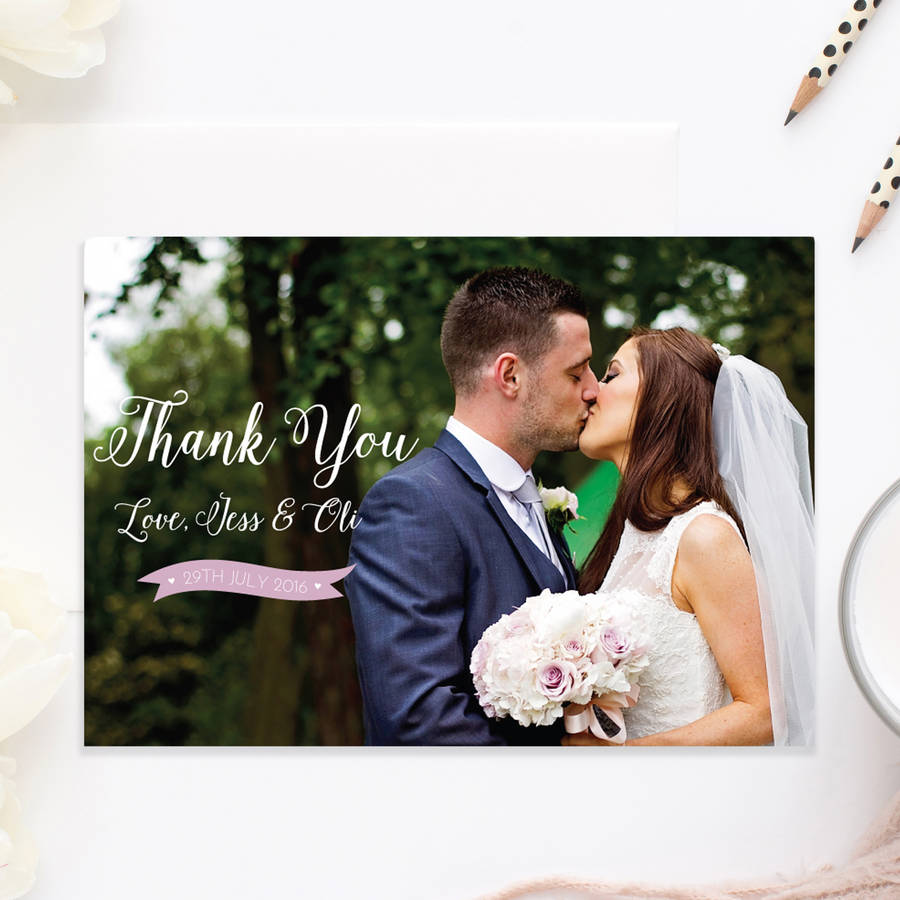 Pearl Personalised Wedding Photo Thank You Cards By Peach Wolfe