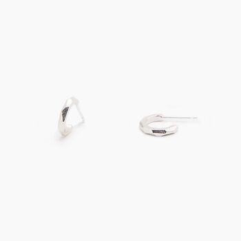 Geometric Faceted Open Hoop Sterling Silver Earrings S, 4 of 8