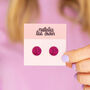 Mini Round Stud Earrings In Hot Pink Glitter, thumbnail 1 of 4