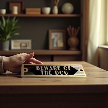 Beware Of The Dog Metal Door Sign Art Deco Or Modern, 4 of 6