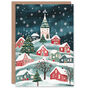 Hill Town Winter Trees Xmas Christmas Card, thumbnail 1 of 4