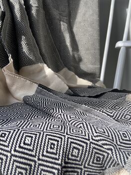 Diamond Design Black Cotton Bedspread, 6 of 9