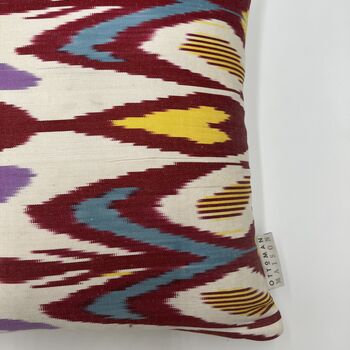 Square Ikat Silk Cushion Abstract Multi Coloured, 5 of 8