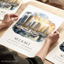 Travel Wall Art With Map Coordinates For Miami Florida, thumbnail 1 of 7