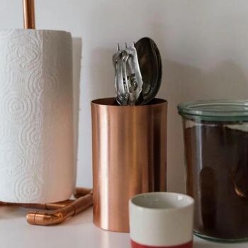 Verdigris Solid Copper Utensil Holder, 4 of 5