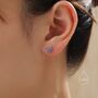 Sterling Silver Asymmetric Hydrangea Cz Stud Earrings, thumbnail 3 of 12