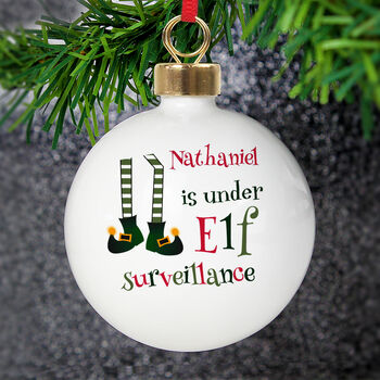 Personalised Elf Surveillance Bauble, 4 of 5