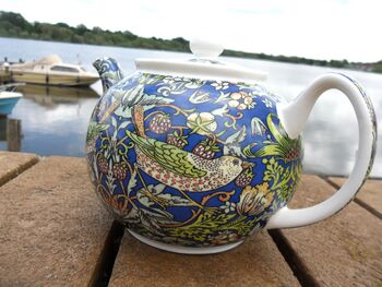 Two Cup Teapot In Blue Strawberry Thief Design, 11 of 11