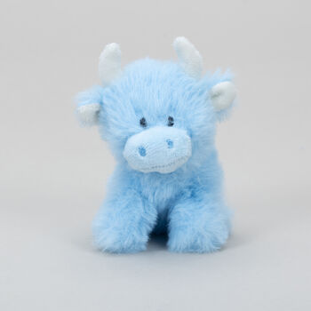 Mini Highland Collectible Baby Blue Soft Toy Cow With Pop Up Box, 4 of 8