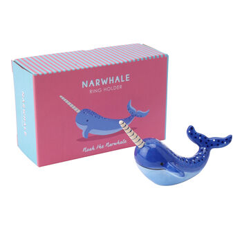Noah The Narwhale Ceramic Ring Holder In Gift Box, 3 of 3
