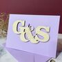 Personalised Entwined Wooden Letters 5th Anniversary Card, thumbnail 2 of 9