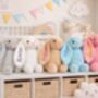 Personalised Bunny Rabbit, Custom Embroidered Plush Toy, Baby Shower Gift, Ce Certified, thumbnail 2 of 12