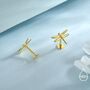 Internally Threaded Dragonfly Flat Back Earrings In Sterling Silver, thumbnail 3 of 12