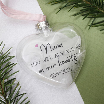 Feather Always In Our Hearts Glass Bauble, 3 of 7