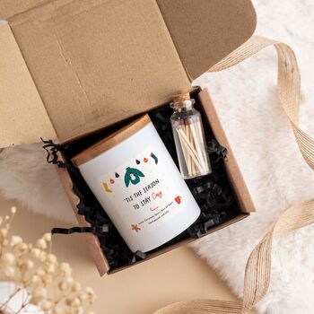 Tis The Season To Stay Cosy Scented Candle Gift Box Vegan, 4 of 5