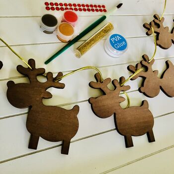 Personalised Reindeer Bunting Wooden Paint Craft Kit, 4 of 8