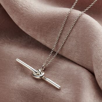 Personalised Knot T Bar Pendant Necklace, 3 of 7