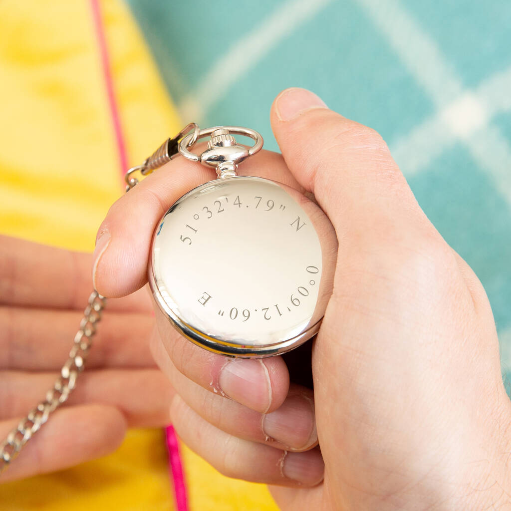 Personalised Coordinates Pocket Watch, 1 of 11