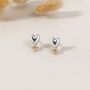 Birthday Birthstone Sterling Silver Heart Stud Earrings, thumbnail 2 of 9