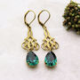 Art Deco Emerald Green Rhinestone Earrings, thumbnail 5 of 8