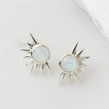 Total Eclipse Moonstone Earrings Silver/Gold Plated, 8 of 12