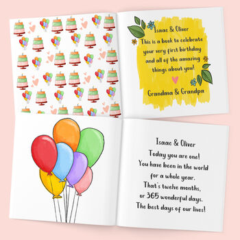 Personalised Twins First 1st Birthday Book, 3 of 10