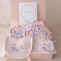 Personalised Floral Pink Baby Girl Outfit Gift Hamper, thumbnail 1 of 10