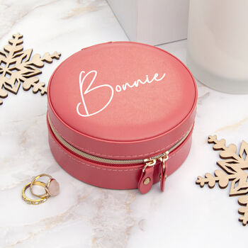 Personalised Coral Round Jewellery Case, 6 of 6